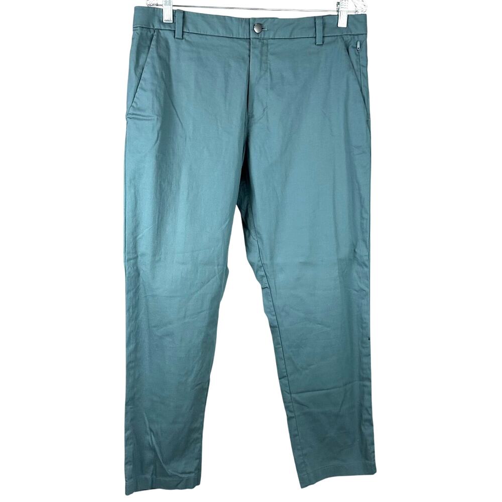 Lululemon Commission Pant Classic Swift Cotton Mystic Green Men's Sz 34 x 28 EUC